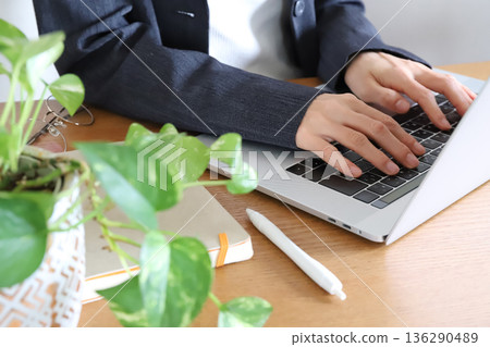 Woman using a computer Business 136290489