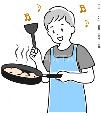 一個年輕人做飯 136290585