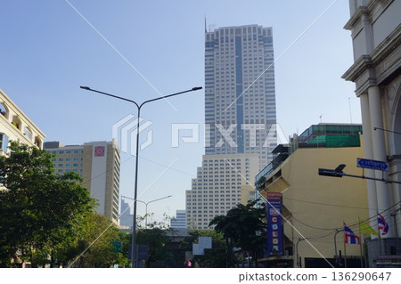 Scenery near Silom Road in Bangkok, Thailand 136290647