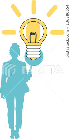 Illustration of a businesswoman with an idea Illustration of a businesswoman with an idea 136290654