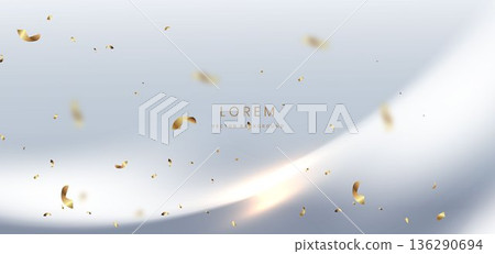 Abstract luxury white background with gold lighting and confetti effect sparkle. 136290694