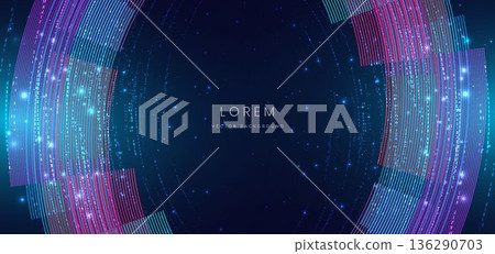 Futuristic curve lines glowing speed movement background. Technology data concept. 136290703