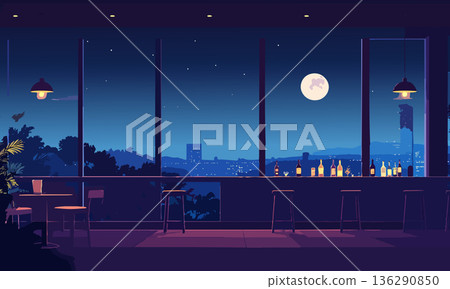 Scenery [BAR with a night view] 136290850