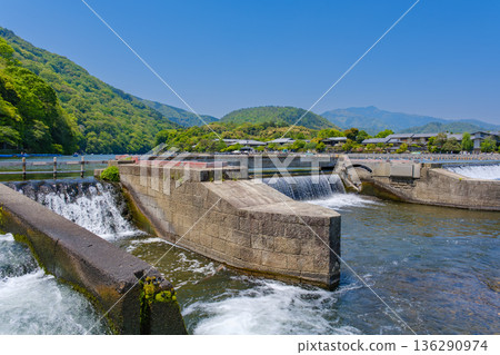 京都嵯峨野嵐山_桂川、渡月橋週邊的風景 136290974