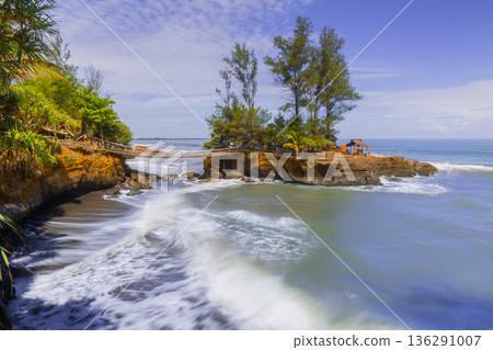 beautiful morning view indonesia panorama landscape beach with beauty color and sky natural light beautiful morning view indonesia panorama landscape beach with beauty color and sky natural light 136291007