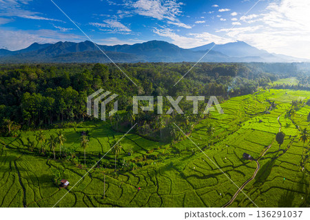 beautiful morning view indonesia panorama landscape beach with beauty color and sky natural light 136291037