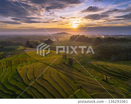 beautiful morning view indonesia panorama landscape beach with beauty color and sky natural light 136291061