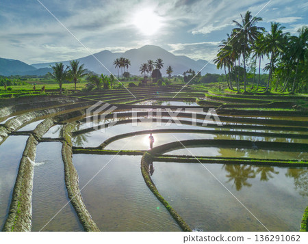 beautiful morning view indonesia panorama landscape beach with beauty color and sky natural light 136291062