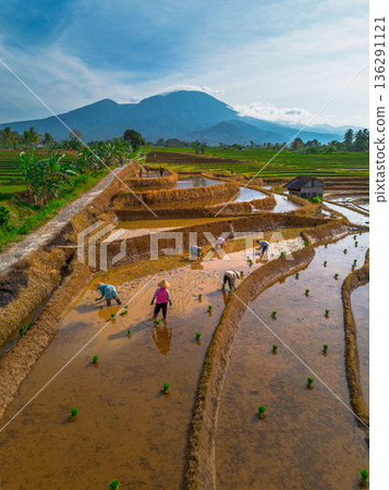 beautiful morning view indonesia panorama landscape beach with beauty color and sky natural light beautiful morning view indonesia panorama landscape beach with beauty color and sky natural light 136291121