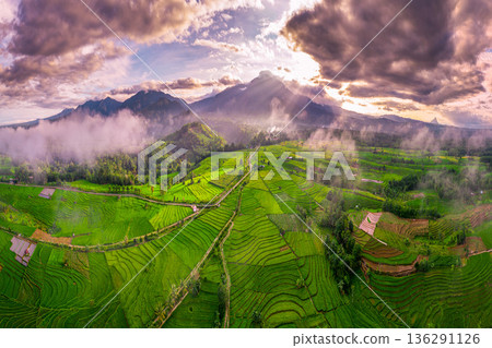 beautiful morning view indonesia panorama landscape beach with beauty color and sky natural light 136291126