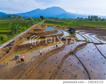 beautiful morning view indonesia panorama landscape beach with beauty color and sky natural light beautiful morning view indonesia panorama landscape beach with beauty color and sky natural light 136291131