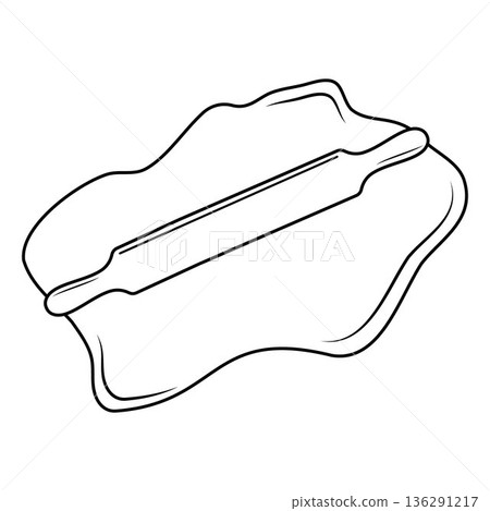 Wooden rolling pin rolls out dough, isolated vector illustration 136291217