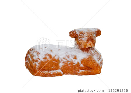 Easter lamb cake isolated on white background Easter lamb cake isolated on white background 136291236