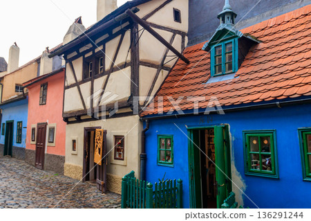 Golden Lane, the famous medieval street situated in Prague Castle, Czech Republic Golden Lane, the famous medieval street situated in Prague Castle, Czech Republic 136291244