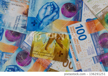 Background of the swiss francs banknotes 136291251