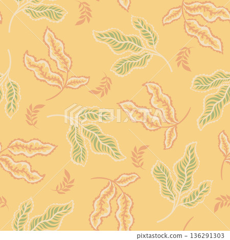 Warm Botanical Leaf Vintage Pattern 136291303