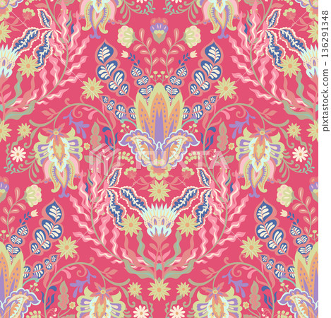 Bright Folk Floral Medallion Garden Pattern 136291348