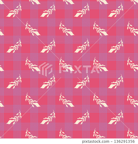Soft Plaid Botanical Accent Pattern Soft Plaid Botanical Accent Pattern 136291356