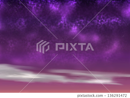 Fantastic night sky texture background with purple clouds floating above 136291472