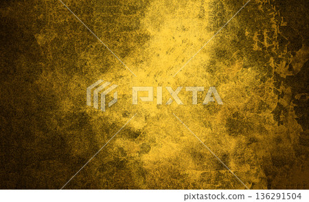 Abstract yellow grunge textured background with gold effect 136291504