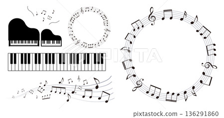 工作人員符號的框架插圖鋼琴插圖素材鍵盤 136291860