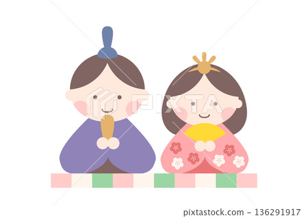 Cute vector illustration of the Emperor and Empress for Hinamatsuri Cute vector illustration of the Emperor and Empress for Hinamatsuri 136291917
