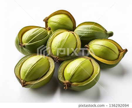 帶殼堅果收藏 | 白色背景上的食品配料，適用於食品電商和包裝 136292094