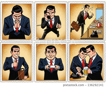 各種展現昭和時代復古風格商務人士工作的場景 136292141