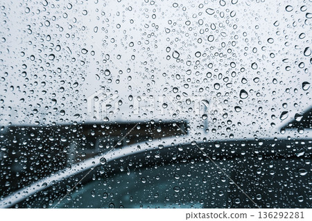 Image of raindrops on window glass 136292281