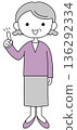 A cute and relaxed illustration of a deformed grandma pointing 136292334