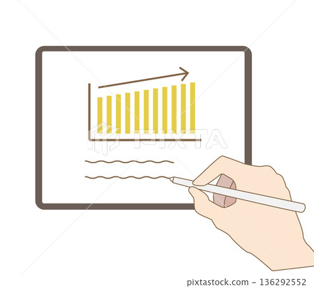 使用平板電腦在商務文件上輸入筆的模擬圖 136292552