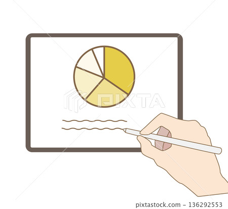 使用平板電腦在商務文件上輸入筆的模擬圖 136292553