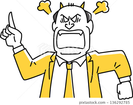Angry middle-aged male employee with horns 136292785