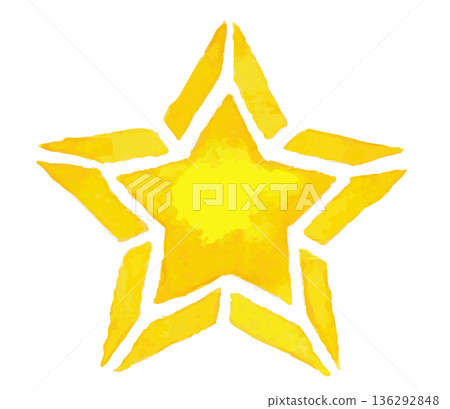 星狀黃色水彩插圖 星狀黃色水彩插圖 136292848