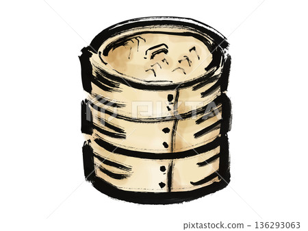 Japanese style brush illustration material of steamer 136293063