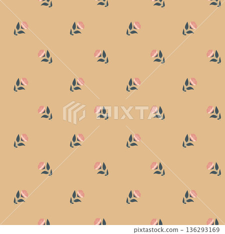 Warm Folk Flower Sprigs Vector Warm Folk Flower Sprigs Vector 136293169