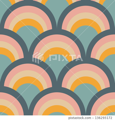 Folk Rainbow Scallop Arches Vector Folk Rainbow Scallop Arches Vector 136293172