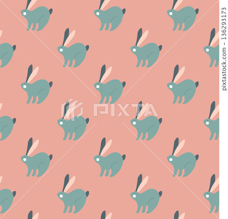 Pastel Folk Bunny Scatter Vector Pastel Folk Bunny Scatter Vector 136293173