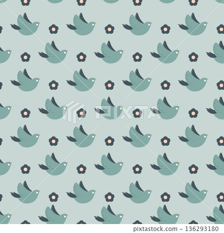 Minimal Folk Bird Dots Vector Minimal Folk Bird Dots Vector 136293180