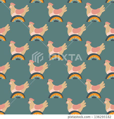 Folk Hen Arch Motif Vector Folk Hen Arch Motif Vector 136293182