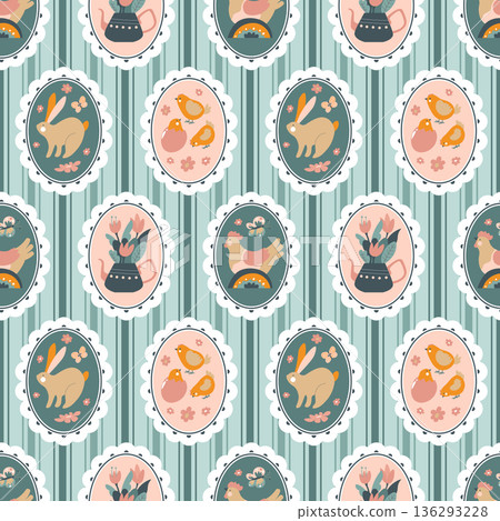 Sage Folk Easter Medallions Vector Sage Folk Easter Medallions Vector 136293228