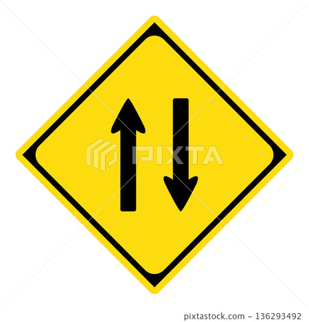 Warning sign two-way traffic Warning sign two-way traffic 136293492