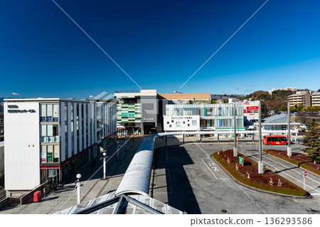 View of the north exit of Wakabadai Station, looking west from the second floor of Frespo Wakabadai East. Wakabadai, Inagi City, Tokyo. 136293586