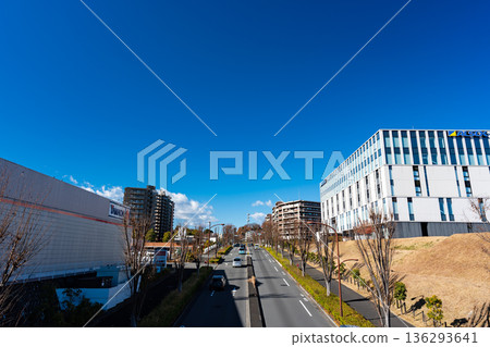 從若葉台站和若葉台公園之間的天橋向西眺望。東京稻市若葉台 136293641
