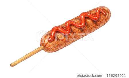 法蘭克福食品攤位插圖 136293921