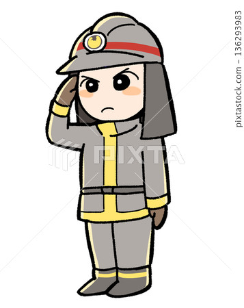 saluting firefighter saluting firefighter 136293983