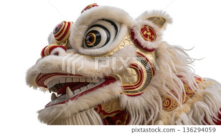 realistic,Lion dance during Chinese New Year. realistic,Lion dance during Chinese New Year. 136294059