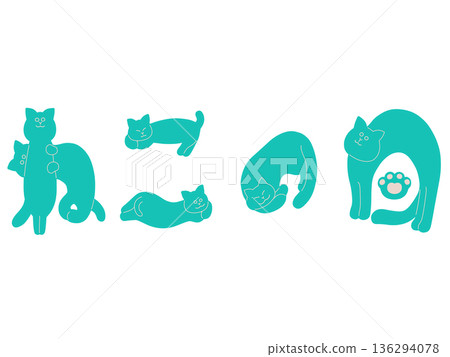 手繪貓咪字母插畫,獻給貓咪日(藍綠色) 手繪貓咪字母插畫,獻給貓咪日(藍綠色) 136294078