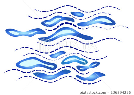 Blue gradient waves on white background. Water blue landscape vector illustration. Abstract background of different curved lines and shapes. Natural native decorative design element Blue gradient waves on white background. Water blue landscape vector illustration. Abstract background of different curved lines and shapes. Natural native decorative design element 136294256