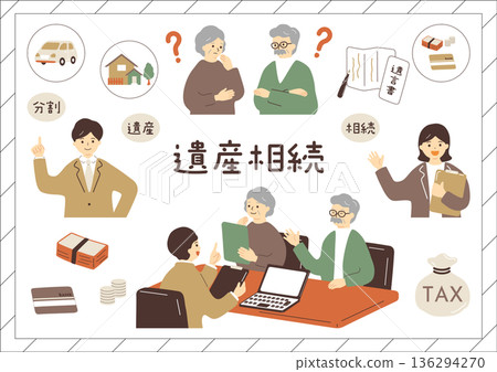一對老年夫婦正在討論遺產繼承問題。 一對老年夫婦正在討論遺產繼承問題。 136294270